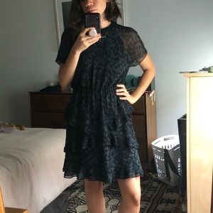 Made well short-sleeved midi ruffle dress